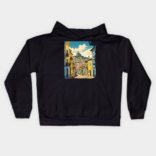 Salvador's Pelourinho Brazil Vintage Tourism Travel Poster Kids Hoodie